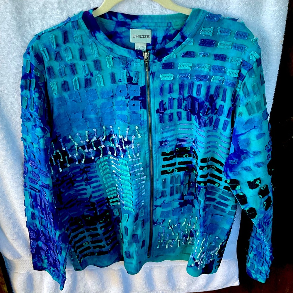 Chico’s Peddler Sweater Sep Zip-Up Long Sleeve Multi Color; NWT; M/8